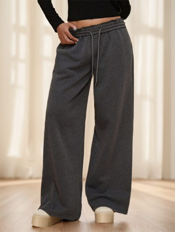 Forever 21 Autumn Winter New Thermal Lined Thick Casual Versatile High Waist Elastic Waist Loose Wide Leg Sweatpants - Image 3