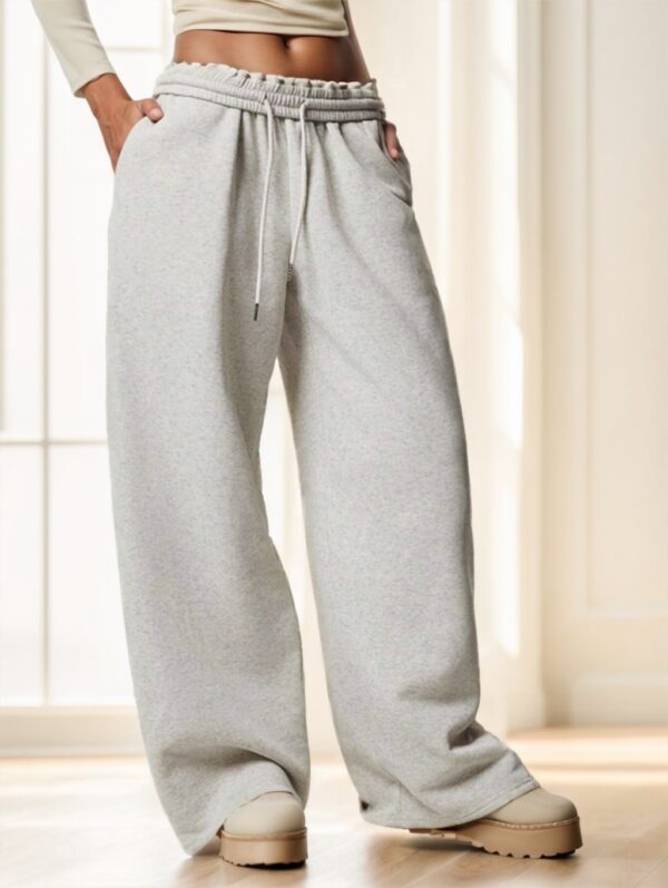 Forever 21 Autumn Winter New Thermal Lined Thick Casual Versatile High Waist Elastic Waist Loose Wide Leg Sweatpants - Image 4