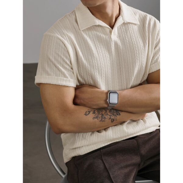 Wheat Woven Texture Summer Breathable Slim Fit Business - Image 2