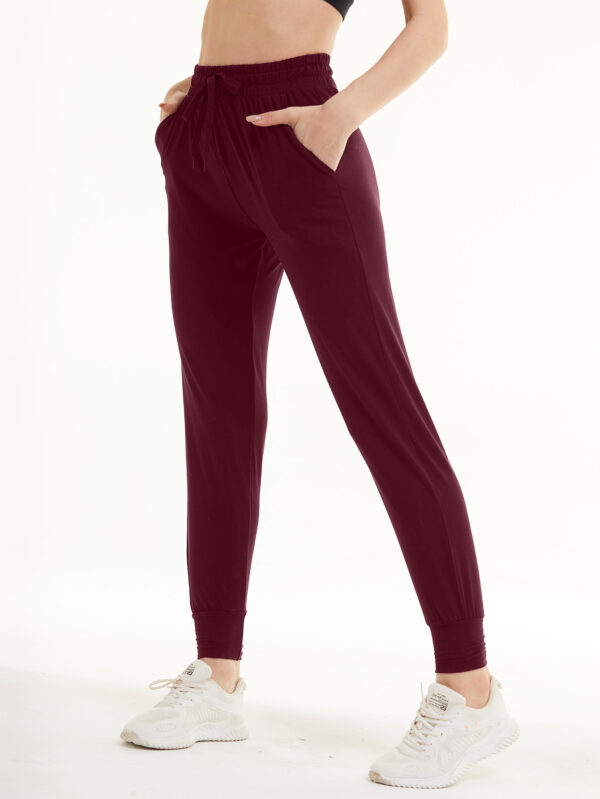 Sweatpants - Cropped New Solid Color Deep Crimson - Image 3