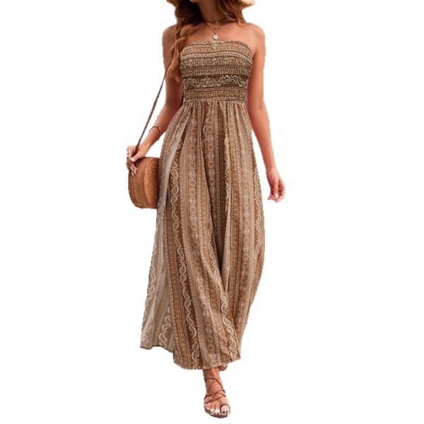 Stomach Blanket Ethnic Style Tube Top Wide Leg Jumpsuit - Image 3