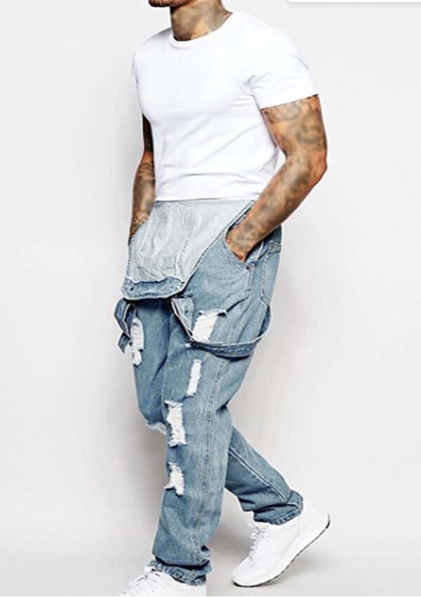 Fashion Men's Sling Denim Romper - Image 4