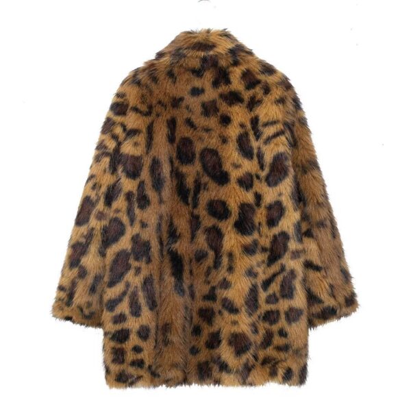 Women's Fashion Animal Pattern Plush Coat - Image 5