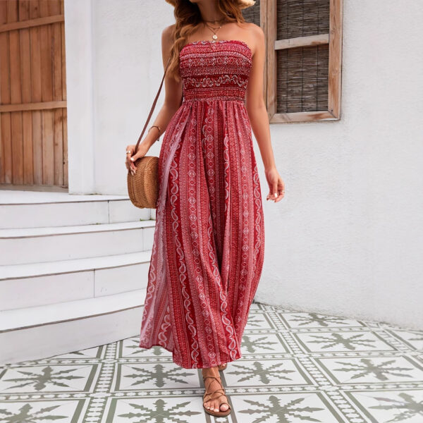 Stomach Blanket Ethnic Style Tube Top Wide Leg Jumpsuit - Image 5