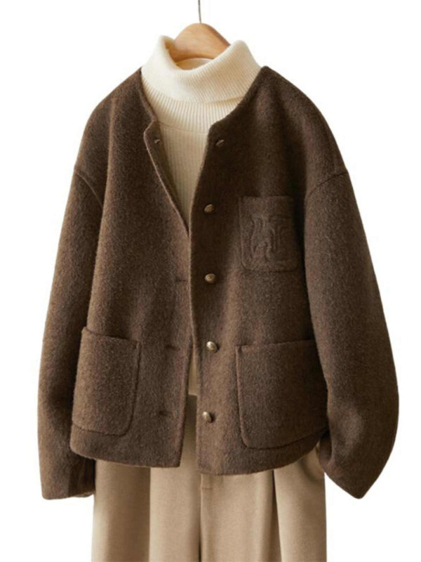 Women's Embroidered Wool Reversible Woolen Coat Slim-fit Coat - Image 2