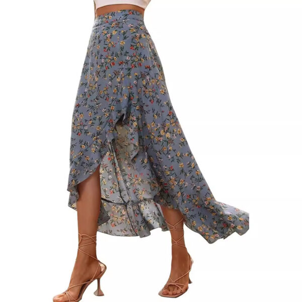 Printed Ruffled Side Slit Skirt - Image 6