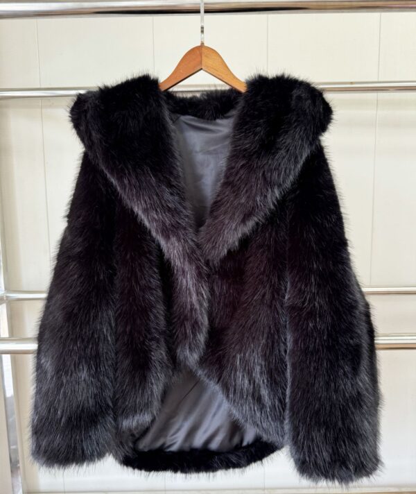 Women's Green Fur Faux Fox Fur Hooded Coat - Image 8