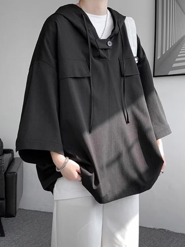 Summer Menswear Hooded Short Sleeve T-shirt Men's Plus Size Half Sleeve - Image 6