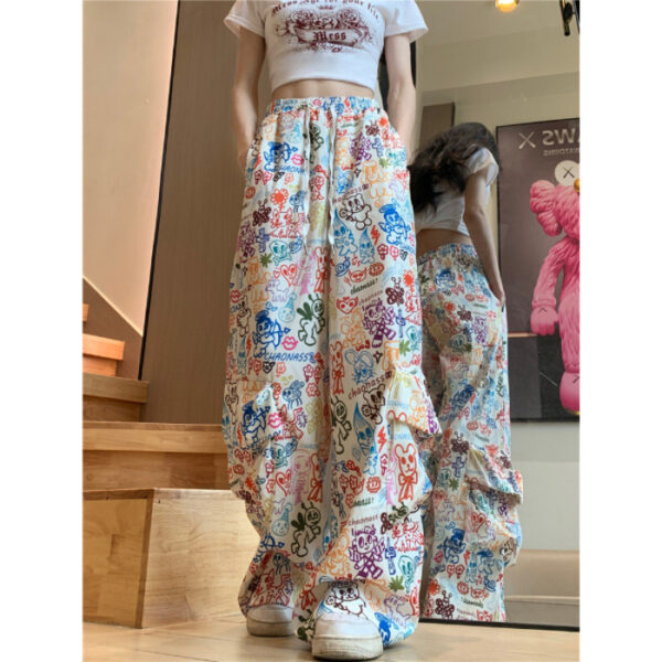 Women's Colorful Graffiti Printing Overalls - Image 3
