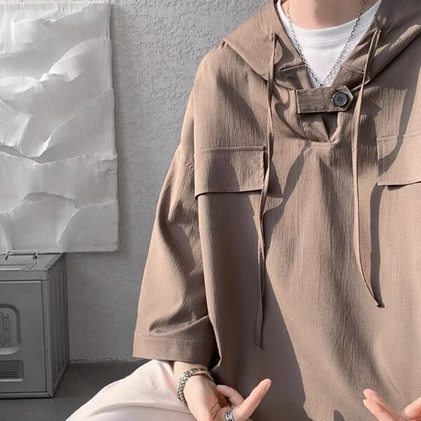 Summer Menswear Hooded Short Sleeve T-shirt Men's Plus Size Half Sleeve - Image 5