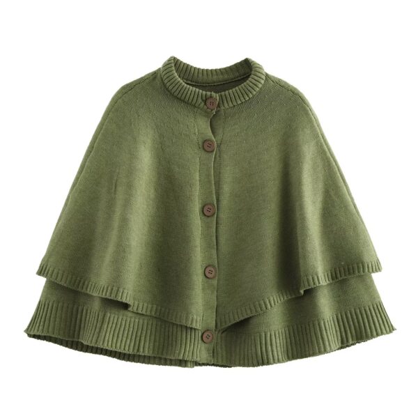 All-match Cloak Design Round Neck Knitted Coat - Image 8