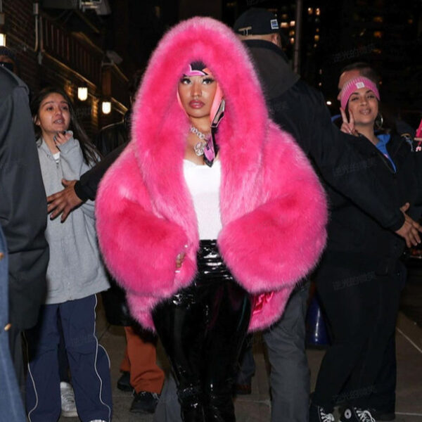 Women's Green Fur Faux Fox Fur Hooded Coat - Image 9