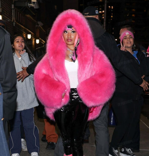 Women's Green Fur Faux Fox Fur Hooded Coat - Image 5