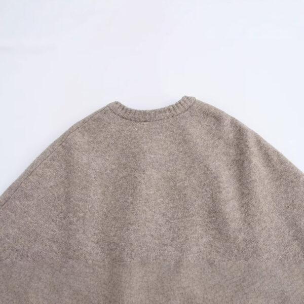 All-match Cloak Design Round Neck Knitted Coat - Image 5