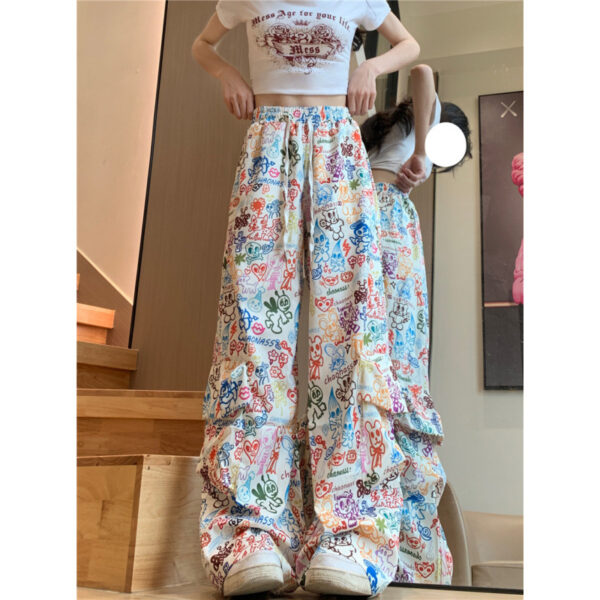 Women's Colorful Graffiti Printing Overalls - Image 4