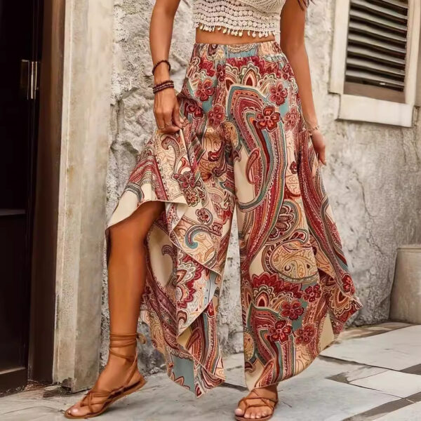 Plus Size Irregular Wide Leg Pants Casual Bohemian - Image 3