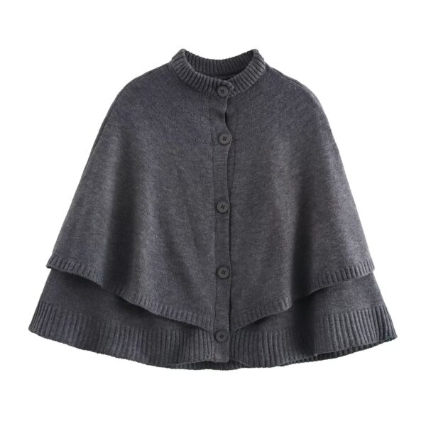 All-match Cloak Design Round Neck Knitted Coat - Image 3