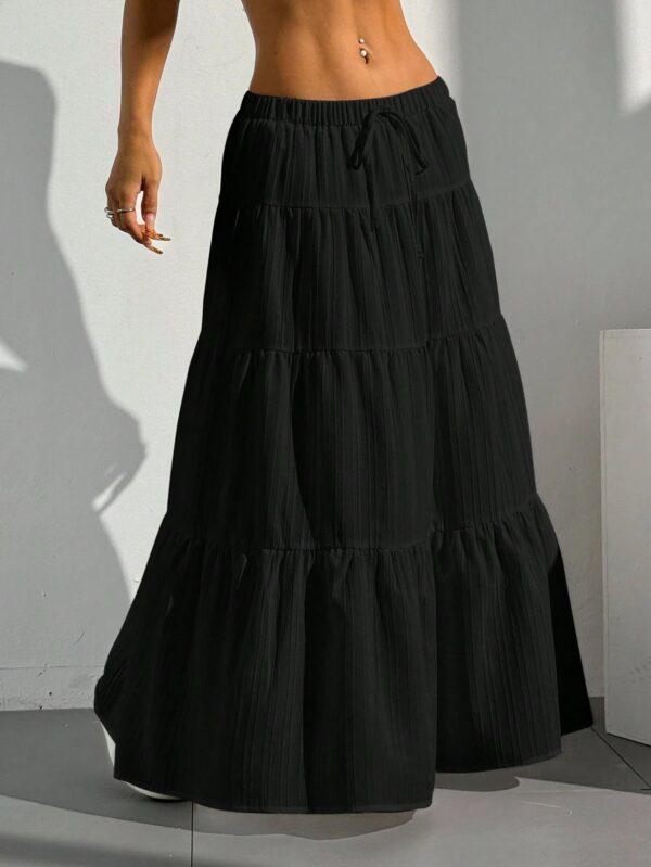 White Skirt Lace-up Large Swing Skirt Loose Long Dress - Image 2