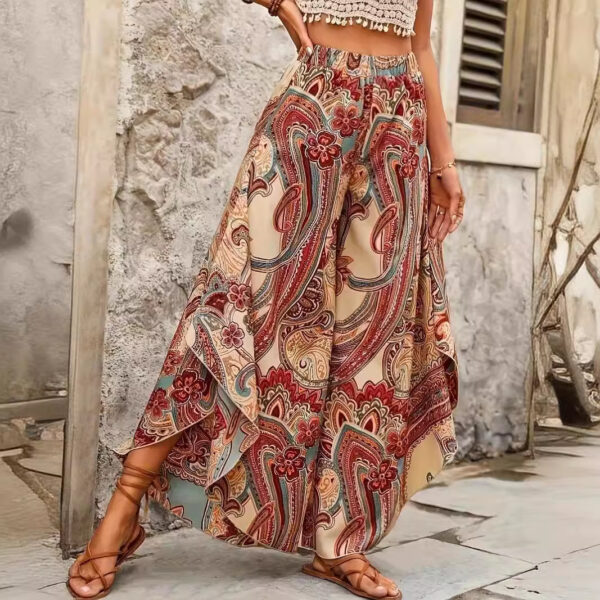 Plus Size Irregular Wide Leg Pants Casual Bohemian - Image 4